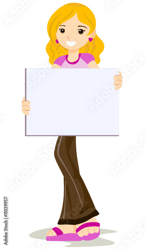 Teen holding Blank Cardboard
