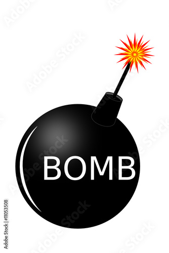 A bomb with a burning fuse