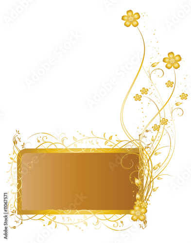 cadre floral or et beige