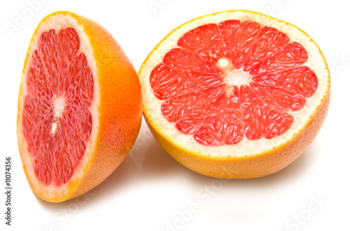 red grapefruit on white