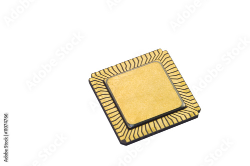 Integrated circuit chip against white background