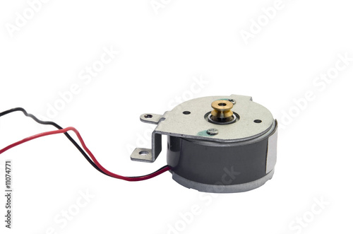 Direct Current - DC - Electric motor with wires on white
