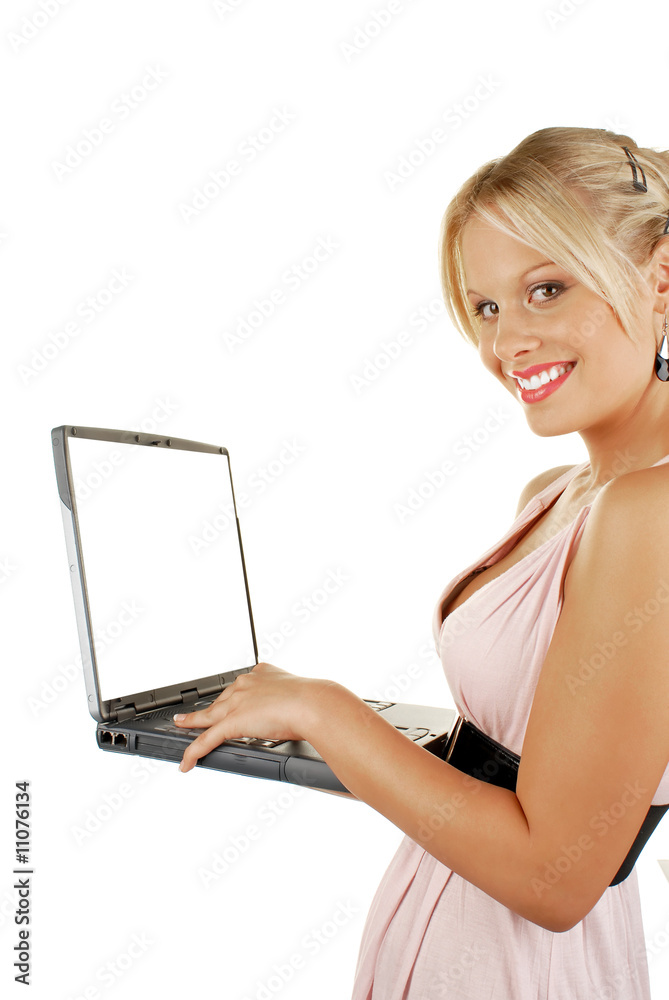 Young attractive female holding laptop Young attractive female holding laptop