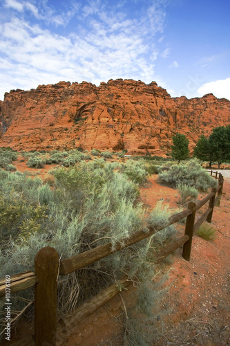 Hiking Path in Snow Canyon with Rails in the Image - Utah