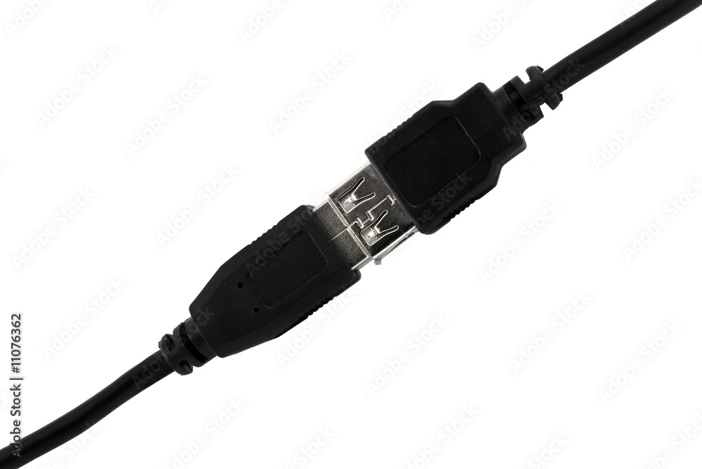 Connected usb cable isolated on white Connected usb cable isolated on white