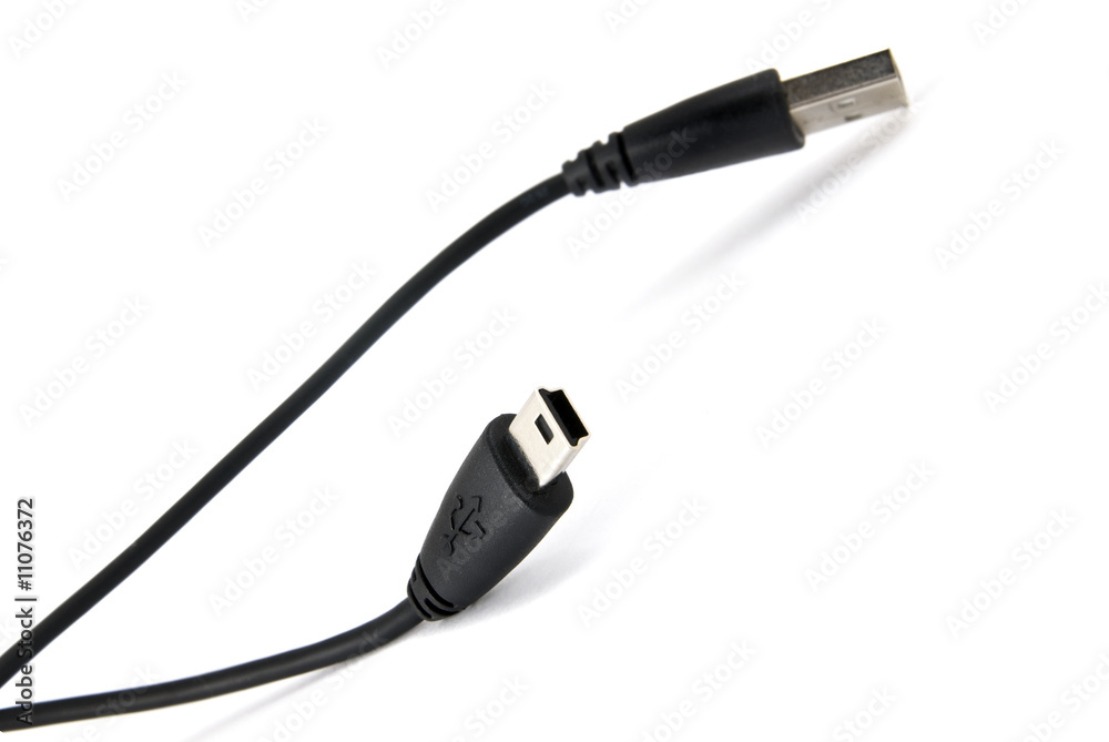 Mini-usb cable isolated on white Mini-usb cable isolated on white