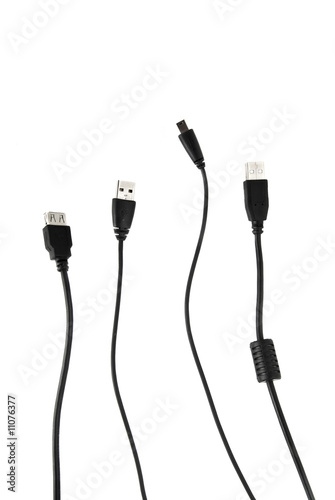 Various usb cable isolated on white