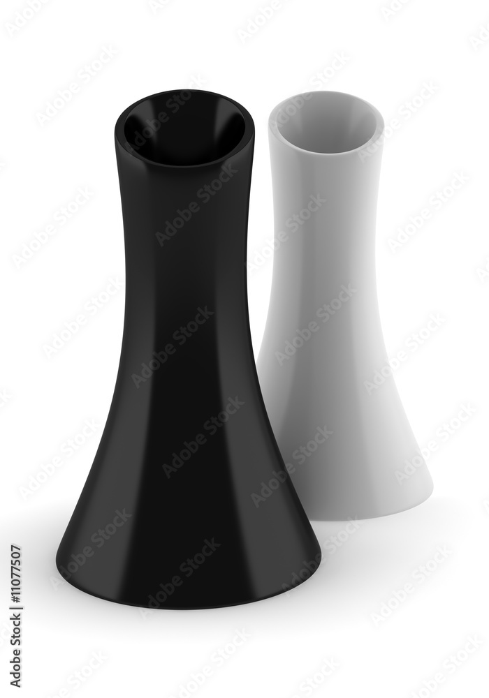 two black and white vases isolated on white two black and white vases isolated on white
