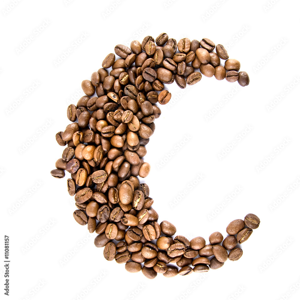 moon from coffee beans isolated on white moon from coffee beans isolated on white