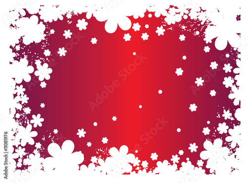 fond satin rouge fleur blanche