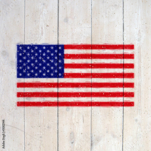 USA flag on old wooden wall
