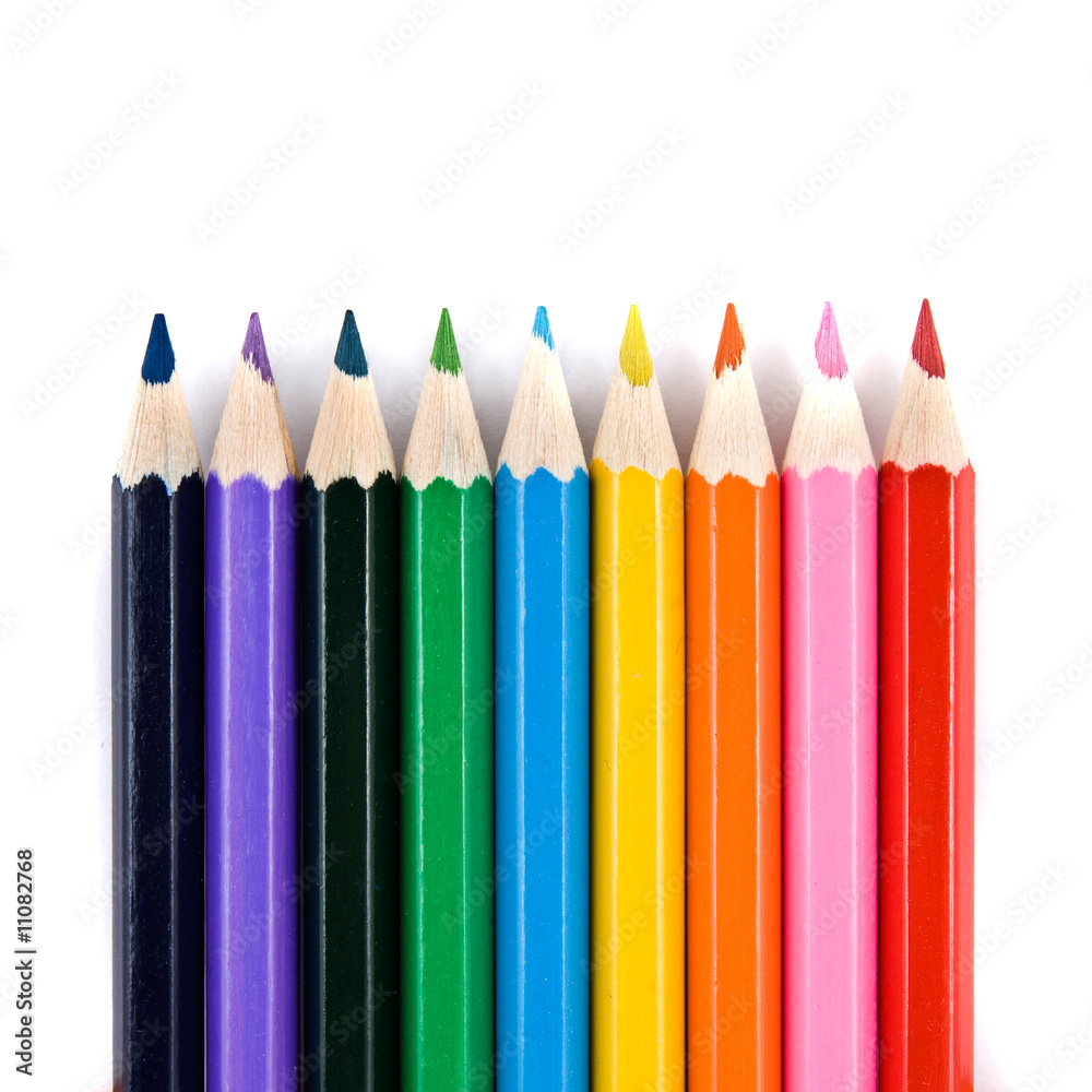 macro color pencils isolated on white macro color pencils isolated on white
