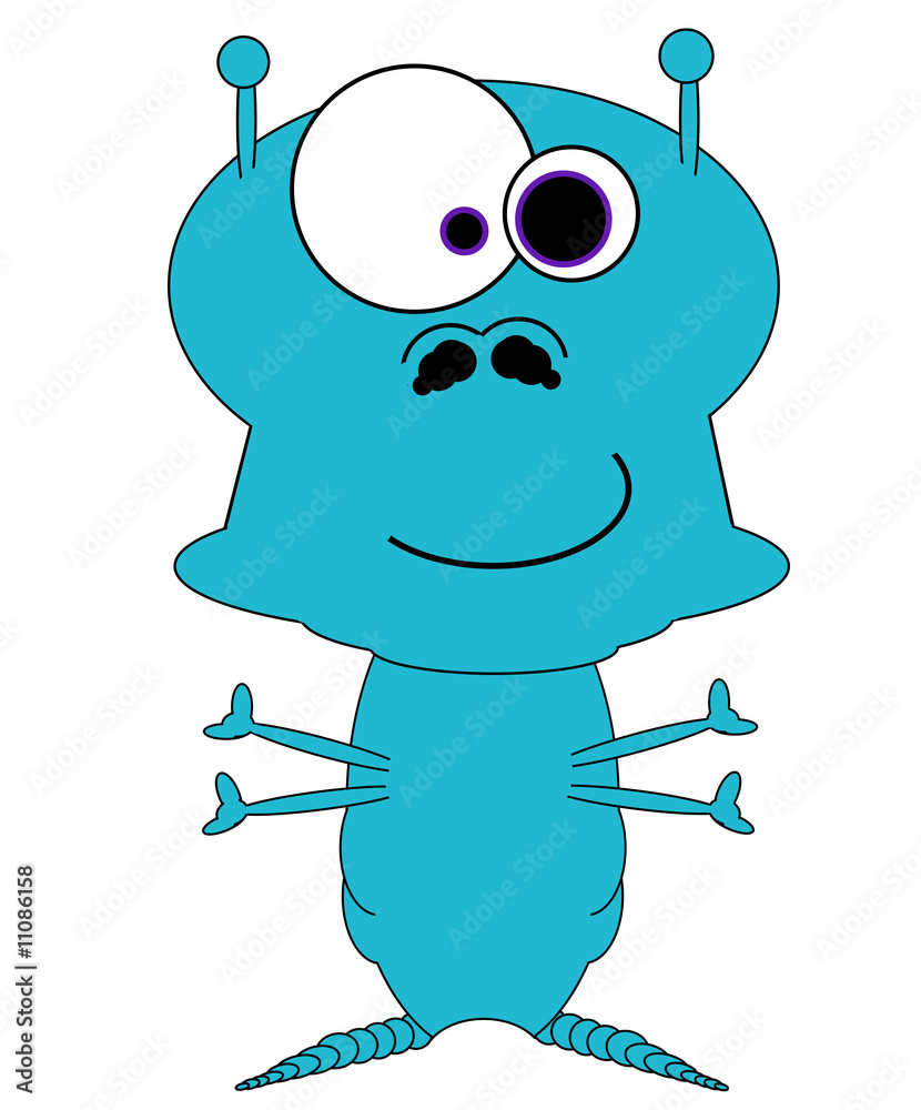 Blue Alien Cartoon - Isolated on white Stock Illustration | Adobe Stock