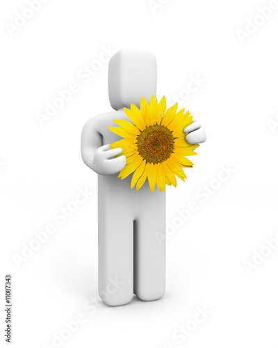 Fototapeta Naklejka Na Ścianę i Meble -  Person hold sunflower