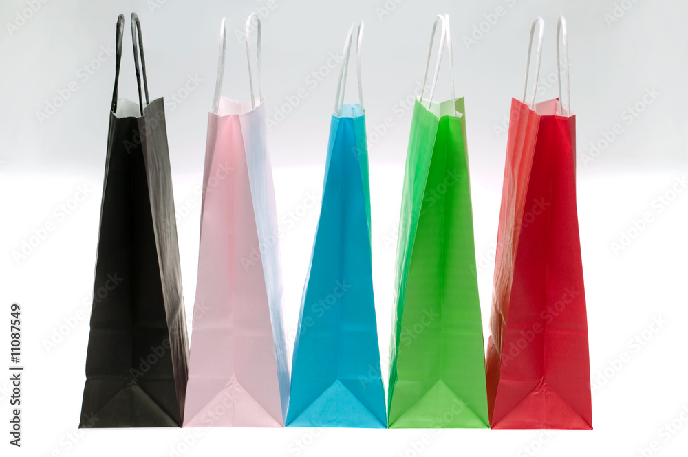 Five paper shopping bags