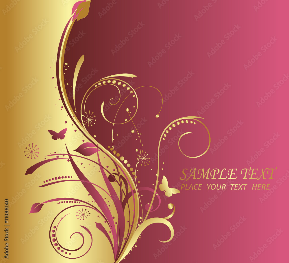 floral gold and red background
