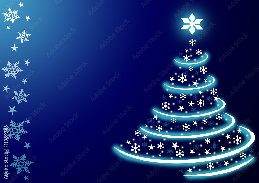 Blue christmas Tree with stars & snowflakes Blue christmas Tree with stars & snowflakes