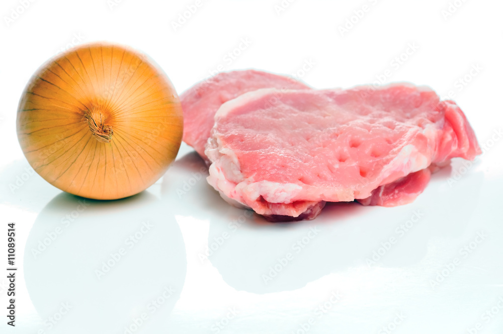 Raw meat and onion Raw meat and onion