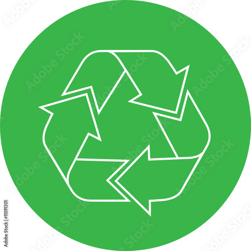 Vector recycle icon. Green and white. Simply change.