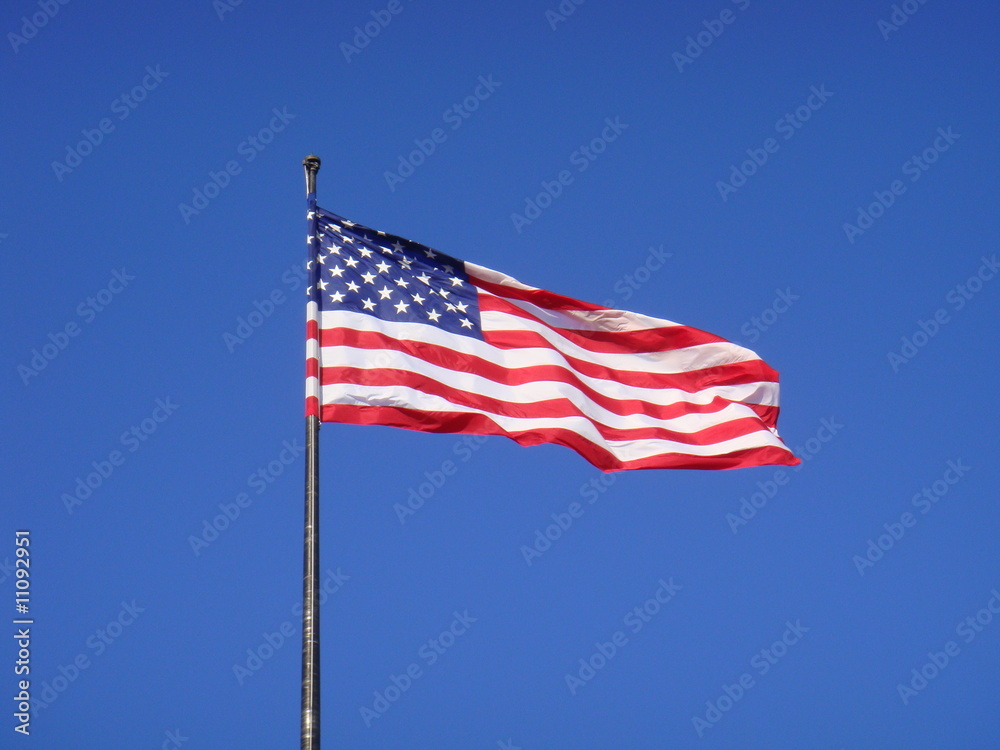 USA Fahne bei der Freiheitsstatue