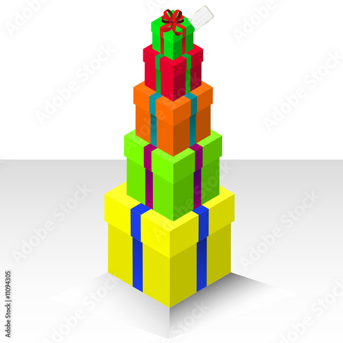 Present gift stack with bow