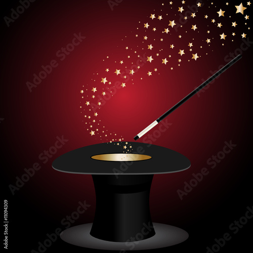 Top hat magic wand with stars