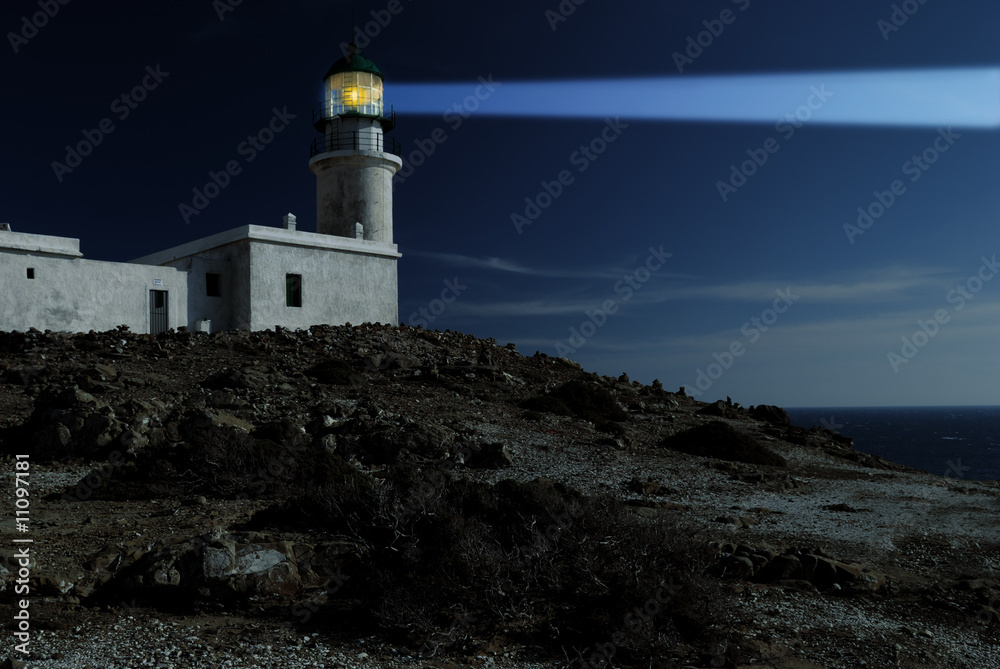 White lighthouse at the night
