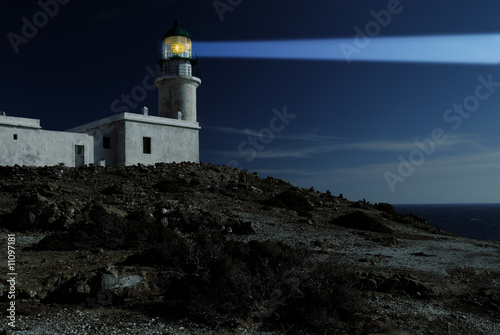 White lighthouse at the night