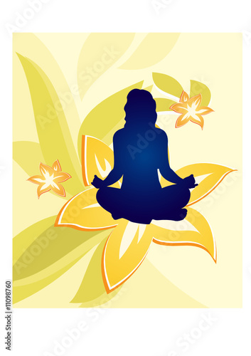 yoga floral woman vector