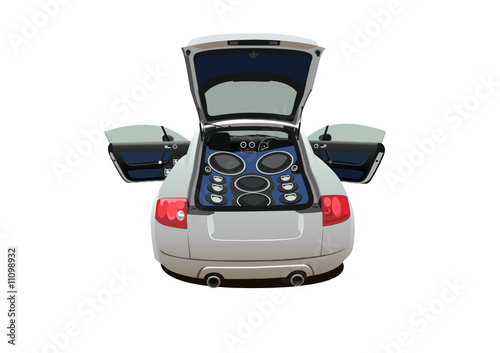 open car with big music vector