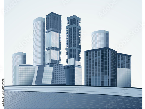 blue skyscrapers vector