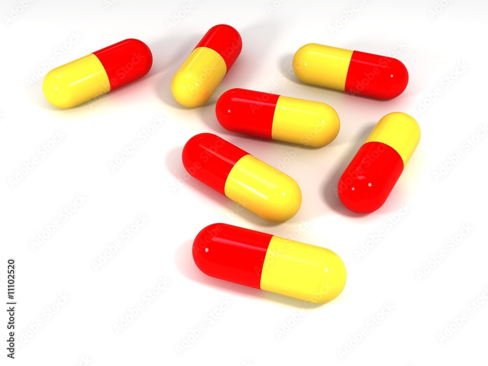 pills on the white background