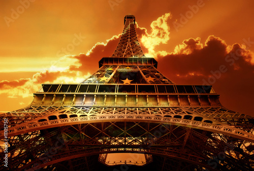 Eiffel tower on sunset