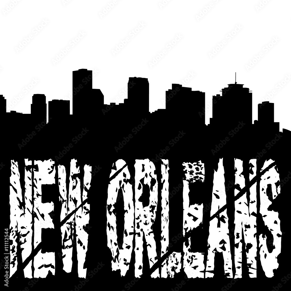 Naklejka premium grunge New Orleans with skyline