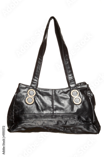 Trendy black purse isolated on white background