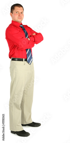man in red shirt isolated on white background