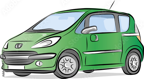 Drawing of the small green car