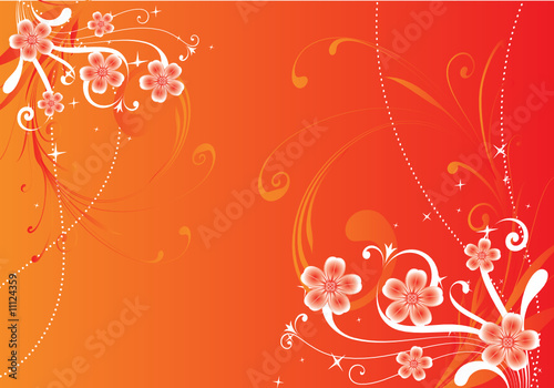 floral orange rouge et blanc