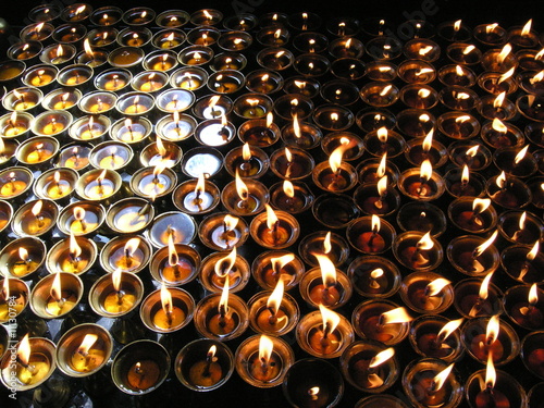 Stampa su tela Prayer candles, Katmandu, Nepal