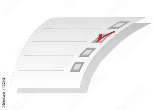 List on a sheet