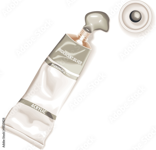 Vector grey or silver tube of paint