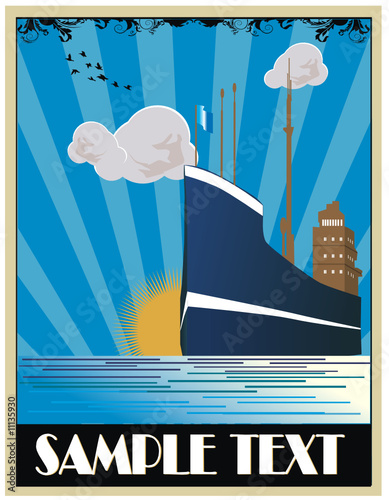 barco arte deco en vector