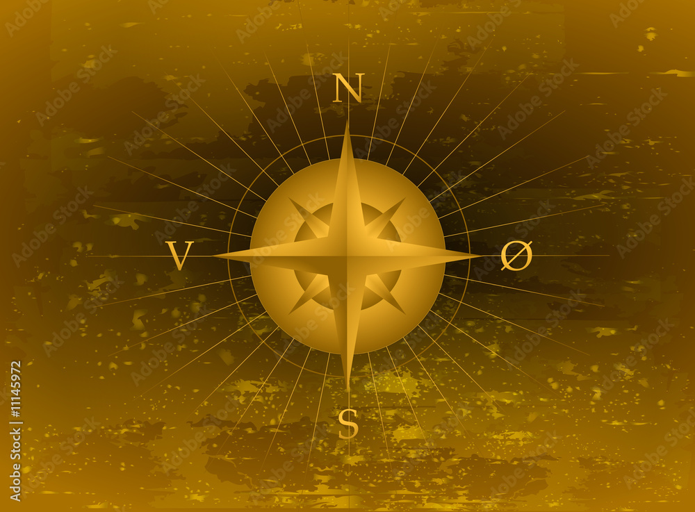 Grunge Background with Compass