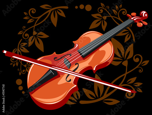 violin and floral pattern