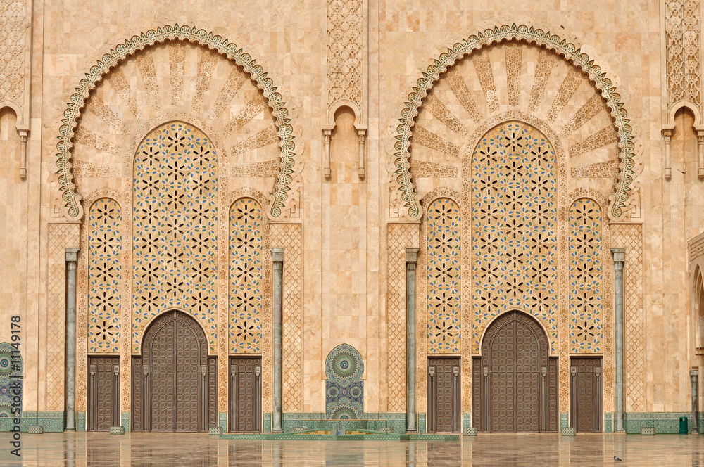 Naklejka premium Detail of Hassan II Mosque in Casablanca, Morocco