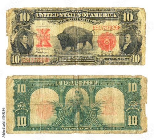 Ten Dollar Bill from 1901 US Currency