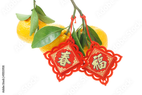 Chinese decorative ornament and mandarin oranges