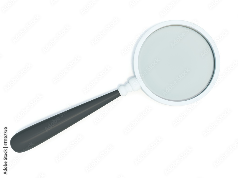 Magnifier with black handle isolated on white Magnifier with black handle isolated on white