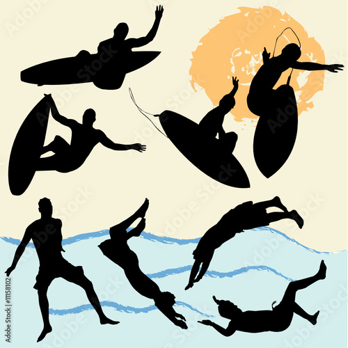 surfer silhouette vector