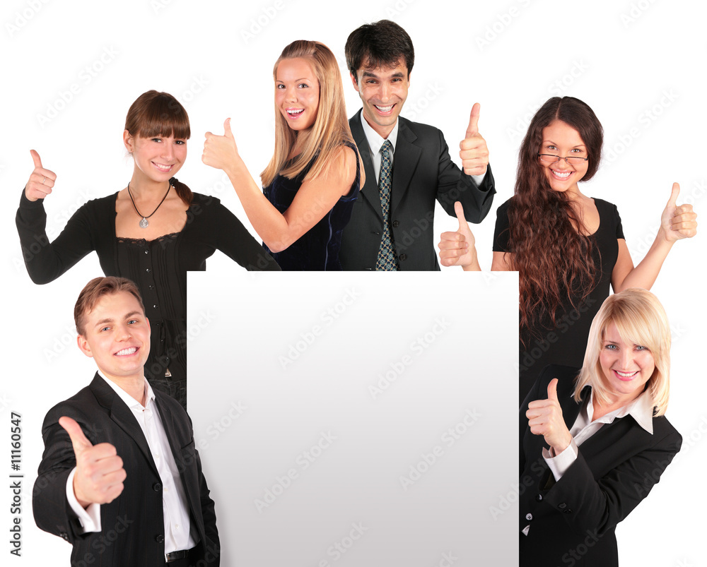 business people group with ok gesture and paper for text business people group with ok gesture and paper for text